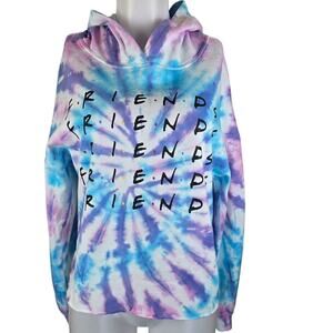 Friends Multi-Color Tie Dye Crop Winter Hooded Women's Sweatshirt XL